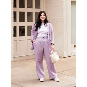✨Uniqlo Linen Blend Tucked Wide Purple Sz Large Pants✨